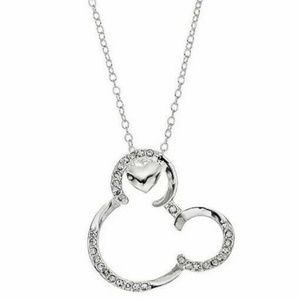 Disney Mickey Mouse Pendant Necklace Silver Plated